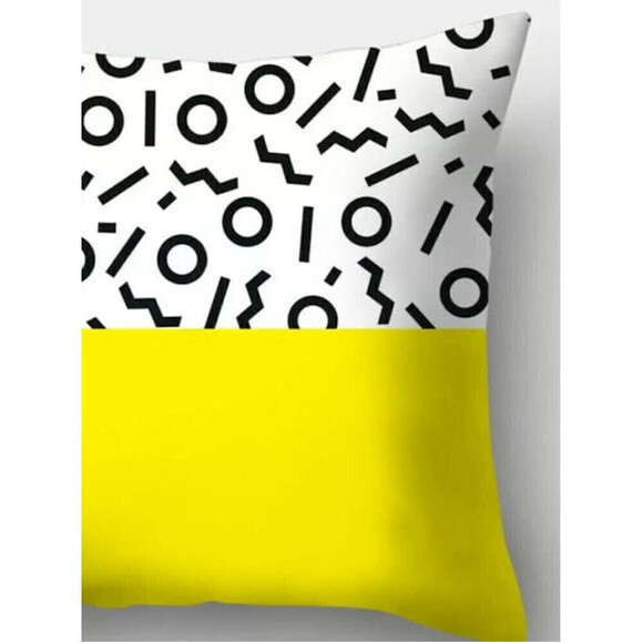 Abstract Pattern Pillow Covers In White and Yellow - Picture 4 of 5